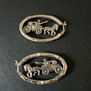 Coach silver horse and carriage earrings